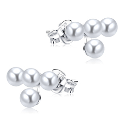 Charming Pearl Cluster Silver Ear Stud STS-5265